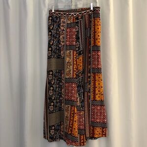 Jaase‎ Patchwork Print Boho Cottagecore Wide Leg Cropped Oversized Pants, XS